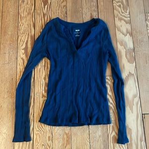 Anthropologie dark blue long sleeved tee, size S.